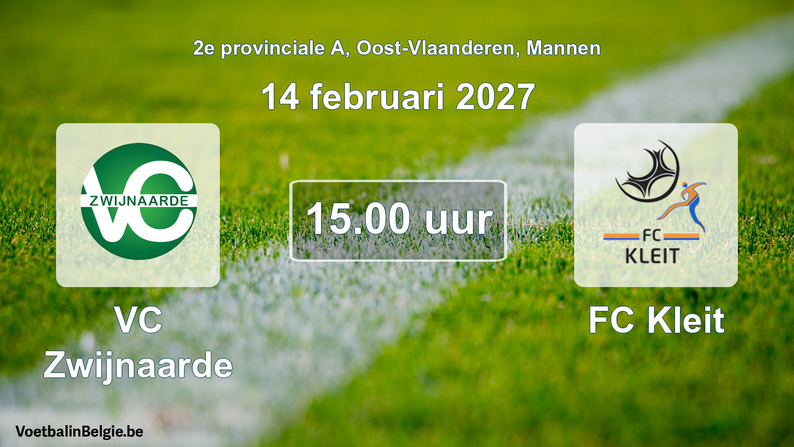 Geplande wedstrijd mannenvoetbal: VC Zwijnaarde - FC Kleit (14 februari 2027)