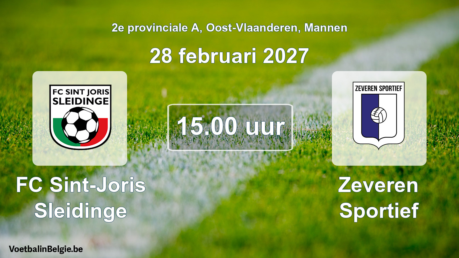 Geplande wedstrijd mannenvoetbal: FC Sint-Joris Sleidinge - Zeveren Sportief (28 februari 2027)