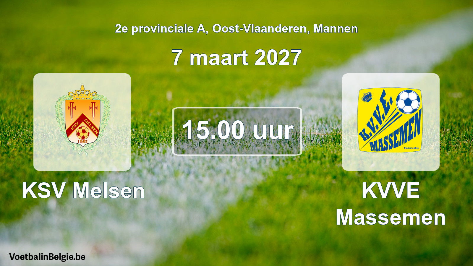 Geplande wedstrijd mannenvoetbal: KSV Melsen - KVVE Massemen (7 maart 2027)