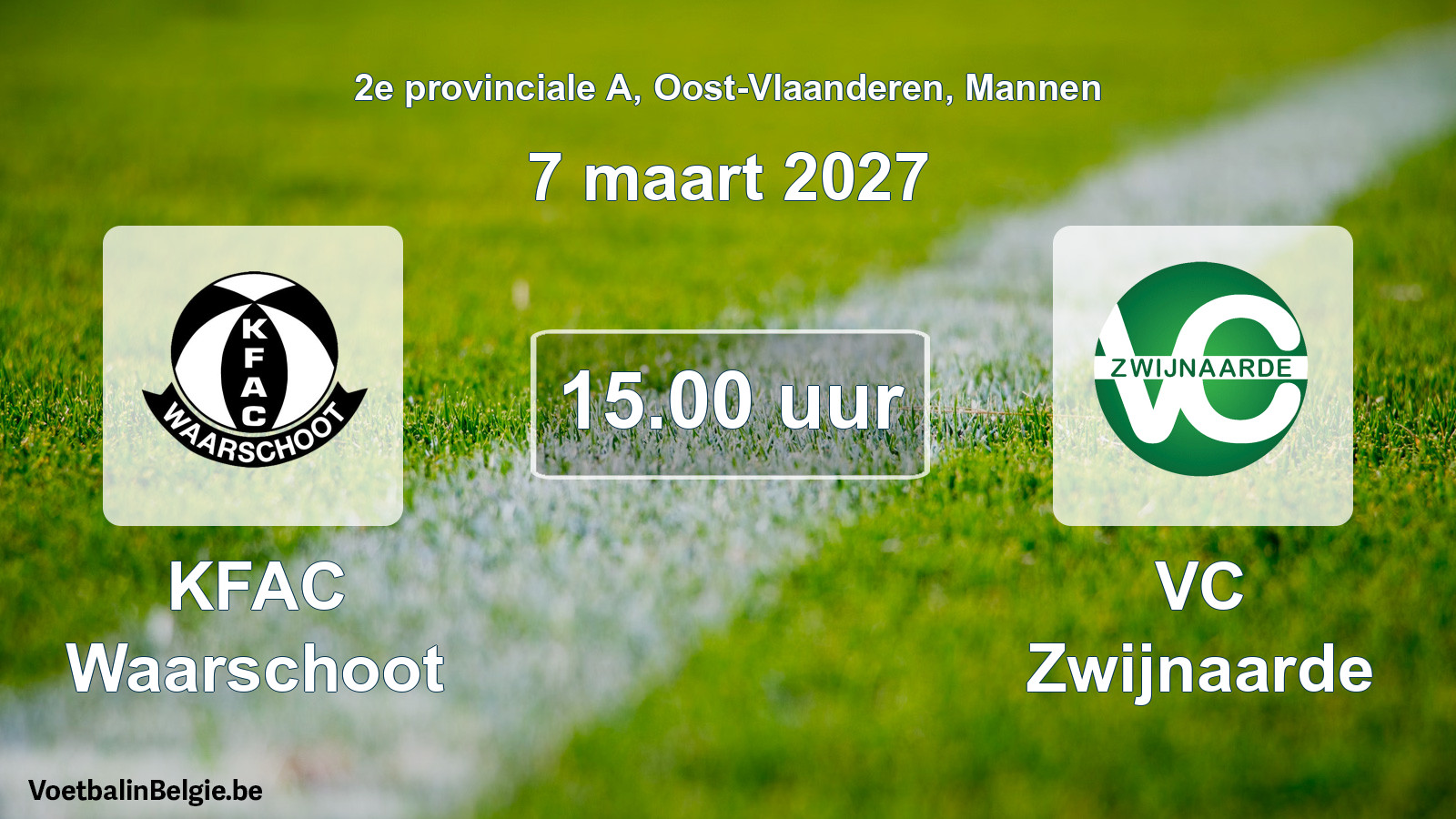 Geplande wedstrijd mannenvoetbal: KFAC Waarschoot - VC Zwijnaarde (7 maart 2027)