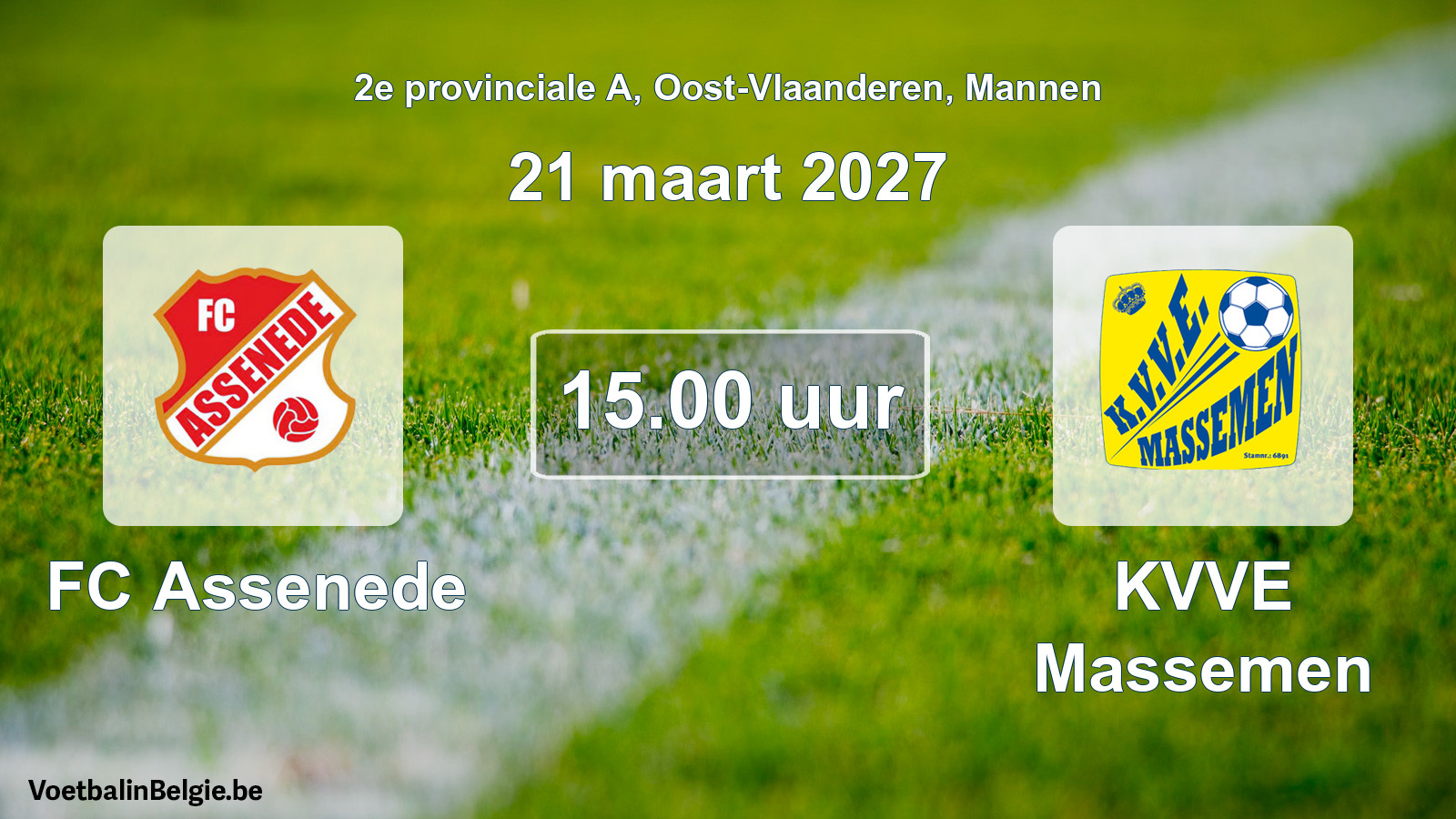 Geplande wedstrijd mannenvoetbal: FC Assenede - KVVE Massemen (21 maart 2027)