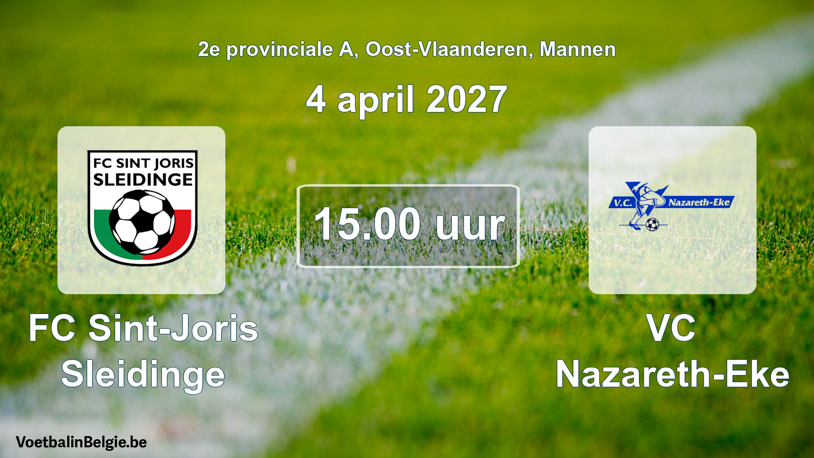 Geplande wedstrijd mannenvoetbal: FC Sint-Joris Sleidinge - VC Nazareth-Eke (4 april 2027)