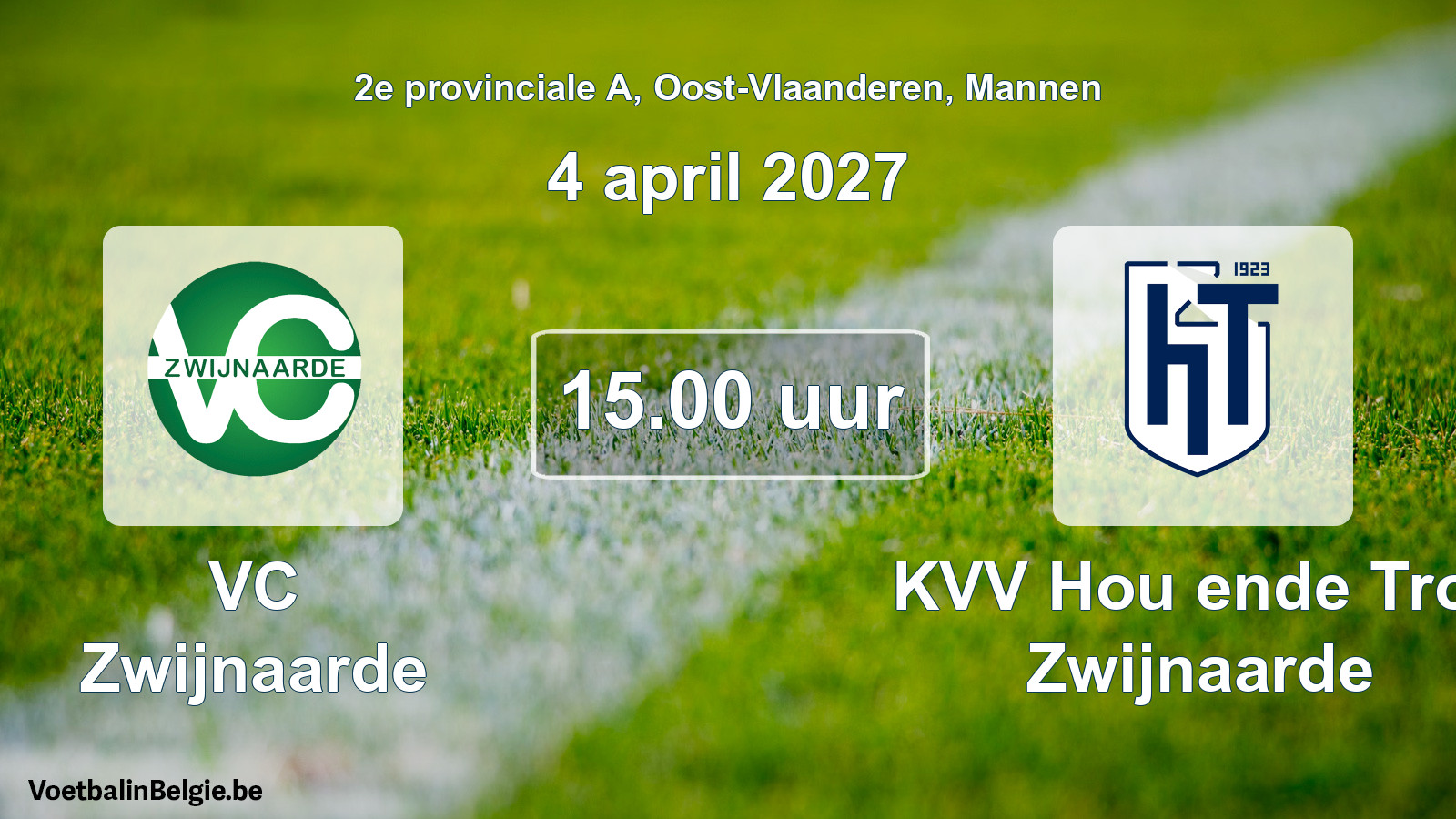 Geplande wedstrijd mannenvoetbal: VC Zwijnaarde - KVV Hou ende Trou Zwijnaarde (4 april 2027)