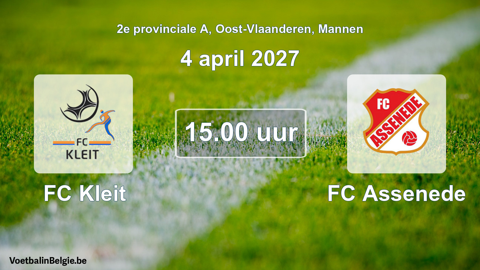 Geplande wedstrijd mannenvoetbal: FC Kleit - FC Assenede (4 april 2027)