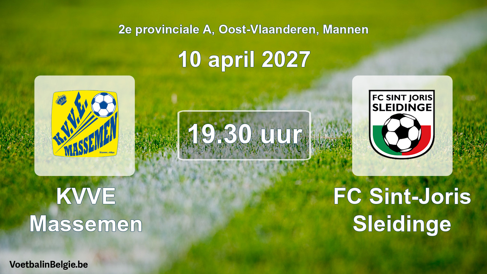 Geplande wedstrijd mannenvoetbal: KVVE Massemen - FC Sint-Joris Sleidinge (10 april 2027)