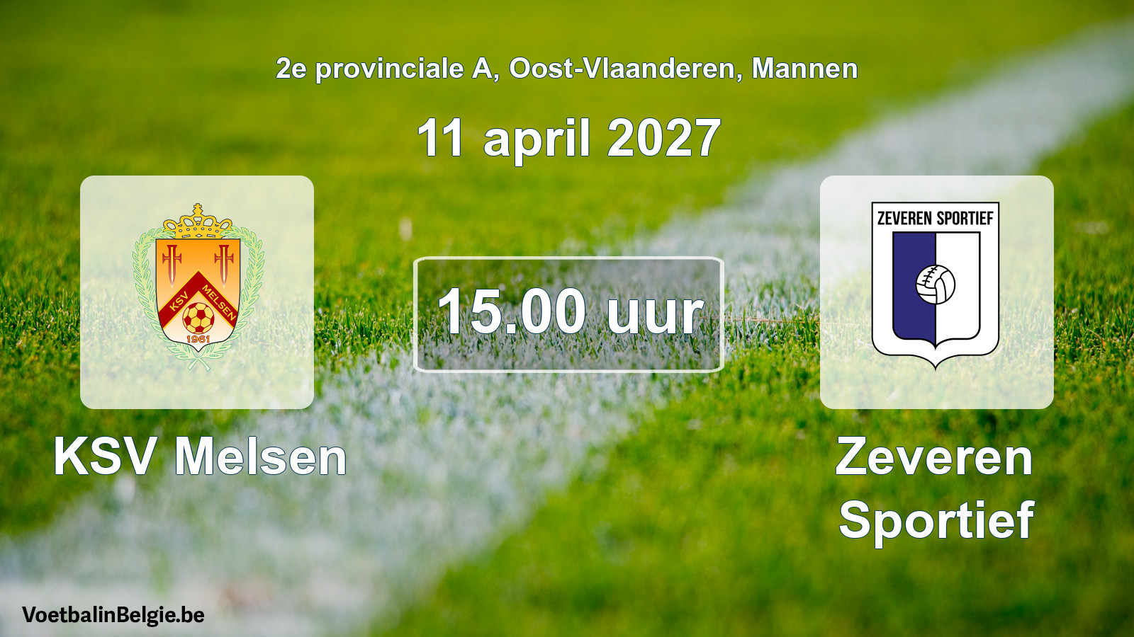 Geplande wedstrijd mannenvoetbal: KSV Melsen - Zeveren Sportief (11 april 2027)
