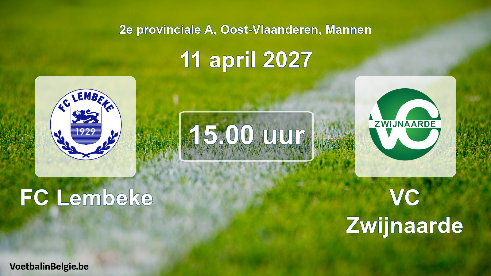 Geplande wedstrijd mannenvoetbal: FC Lembeke - VC Zwijnaarde (11 april 2027)