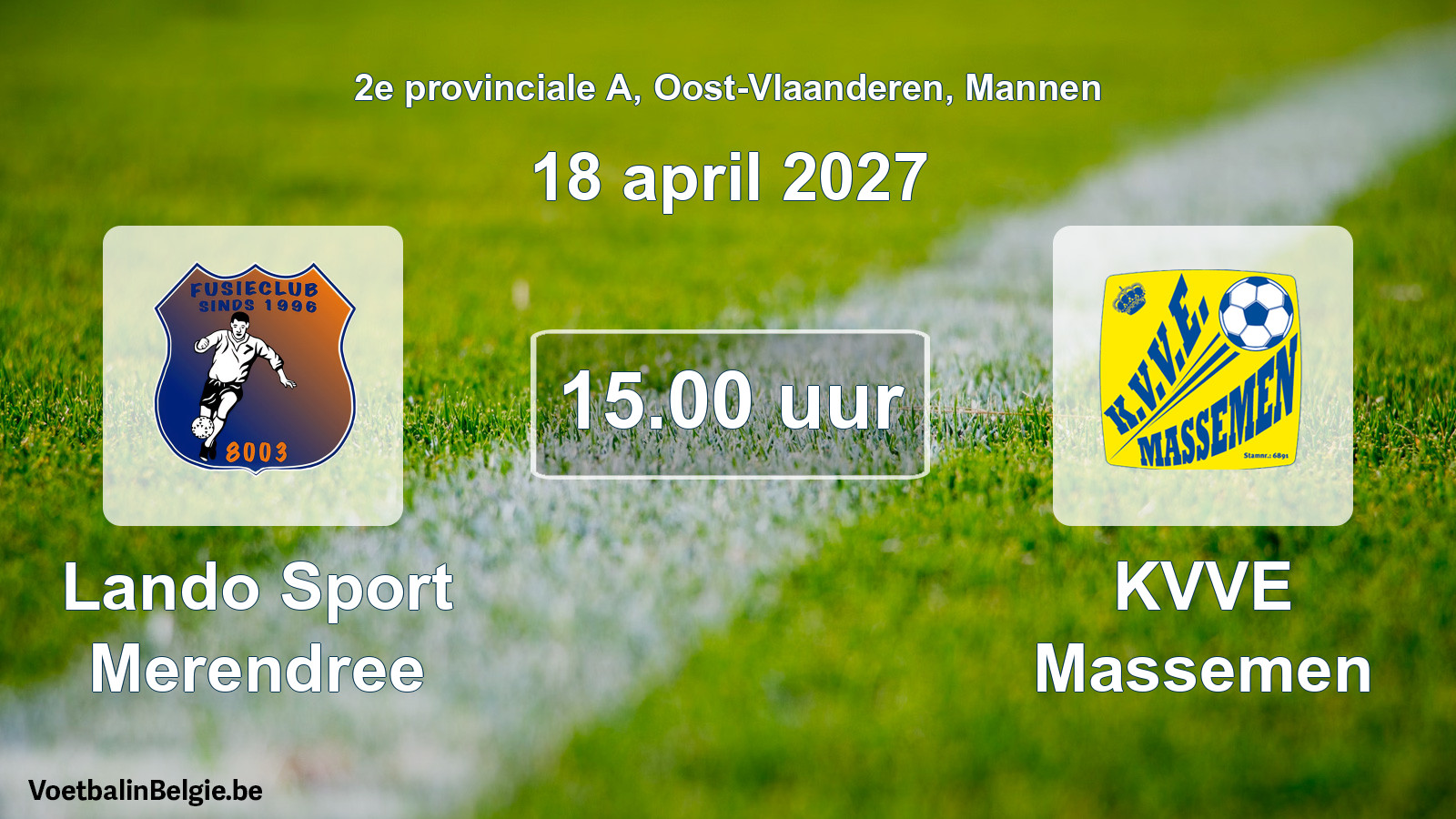 Geplande wedstrijd mannenvoetbal: Lando Sport Merendree - KVVE Massemen (18 april 2027)