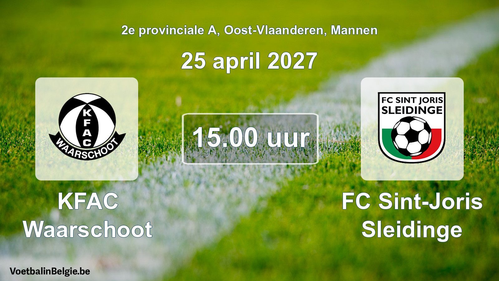 Geplande wedstrijd mannenvoetbal: KFAC Waarschoot - FC Sint-Joris Sleidinge (25 april 2027)