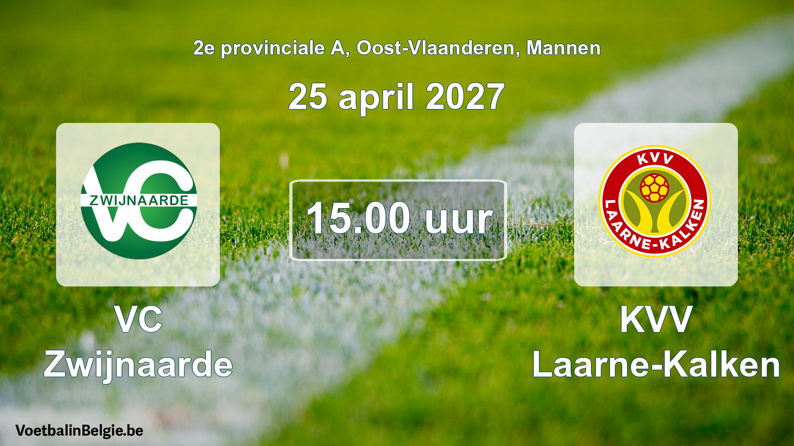 Geplande wedstrijd mannenvoetbal: VC Zwijnaarde - KVV Laarne-Kalken (25 april 2027)