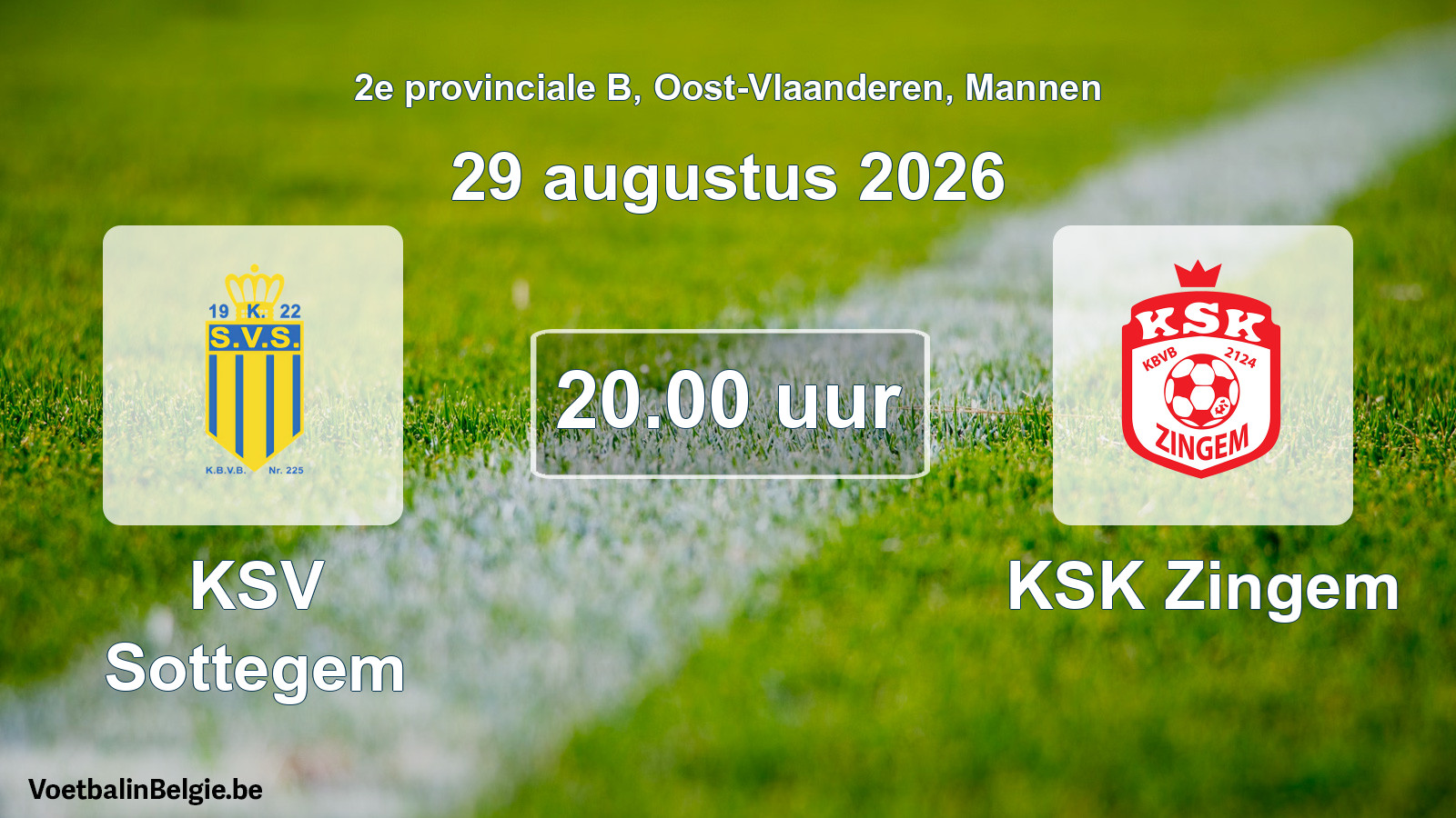 Geplande wedstrijd mannenvoetbal: KSV Sottegem - KSK Zingem (29 augustus 2026)
