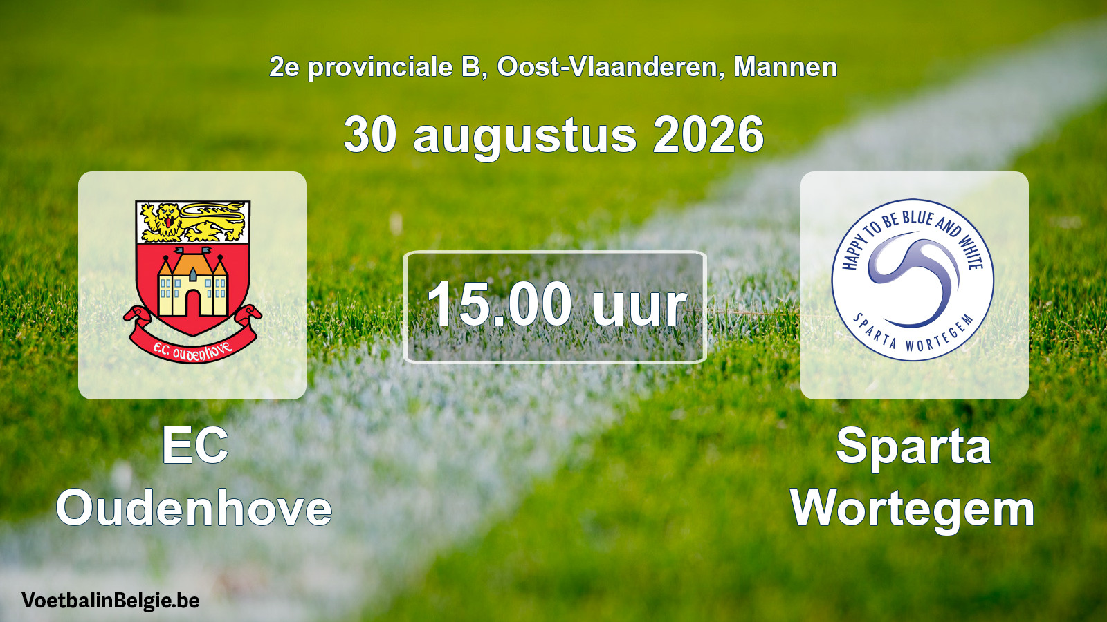 Geplande wedstrijd mannenvoetbal: EC Oudenhove - Sparta Wortegem (30 augustus 2026)