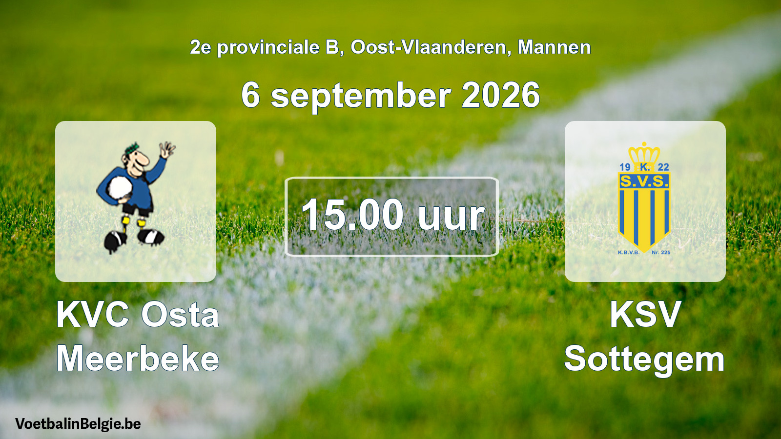 Geplande wedstrijd mannenvoetbal: KVC Osta Meerbeke - KSV Sottegem (6 september 2026)