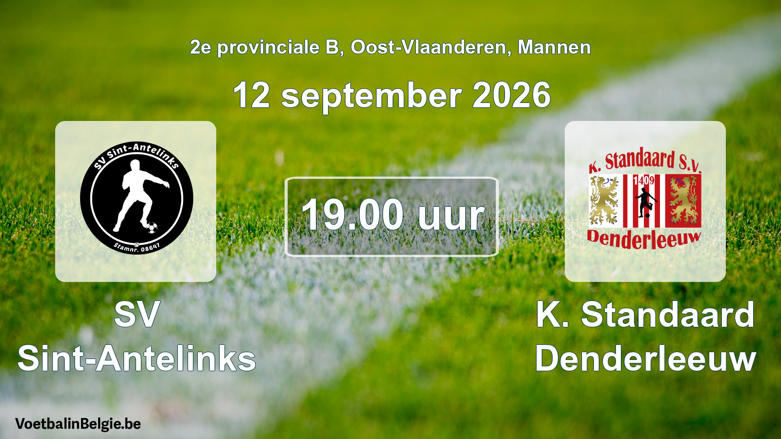 Geplande wedstrijd mannenvoetbal: SV Sint-Antelinks - K. Standaard Denderleeuw (12 september 2026)