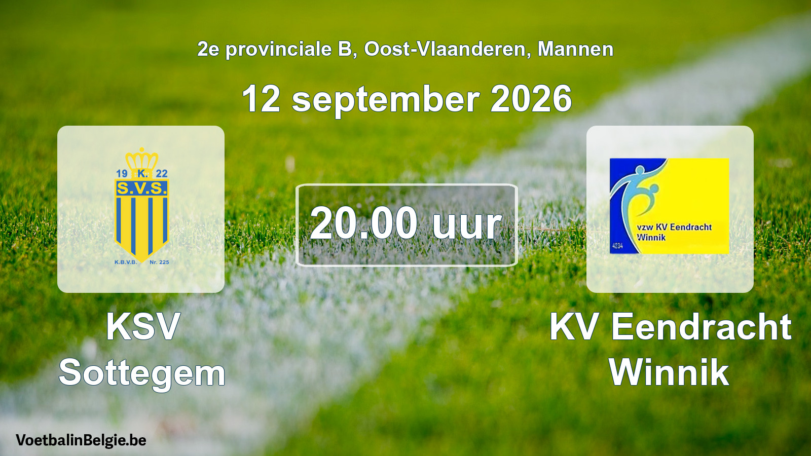 Geplande wedstrijd mannenvoetbal: KSV Sottegem - KV Eendracht Winnik (12 september 2026)