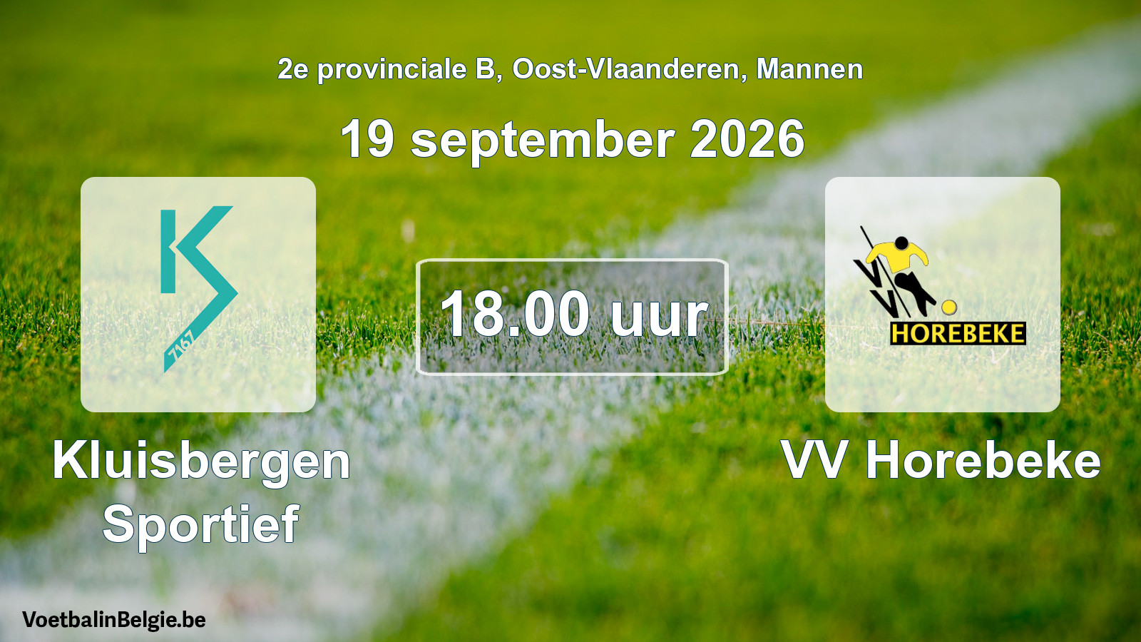 Geplande wedstrijd mannenvoetbal: Kluisbergen Sportief - VV Horebeke (19 september 2026)