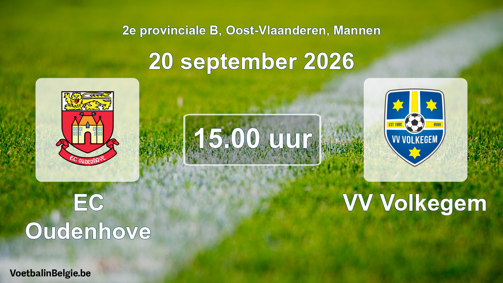 Match prévu football hommes: EC Oudenhove - VV Volkegem (20 septembre 2026)