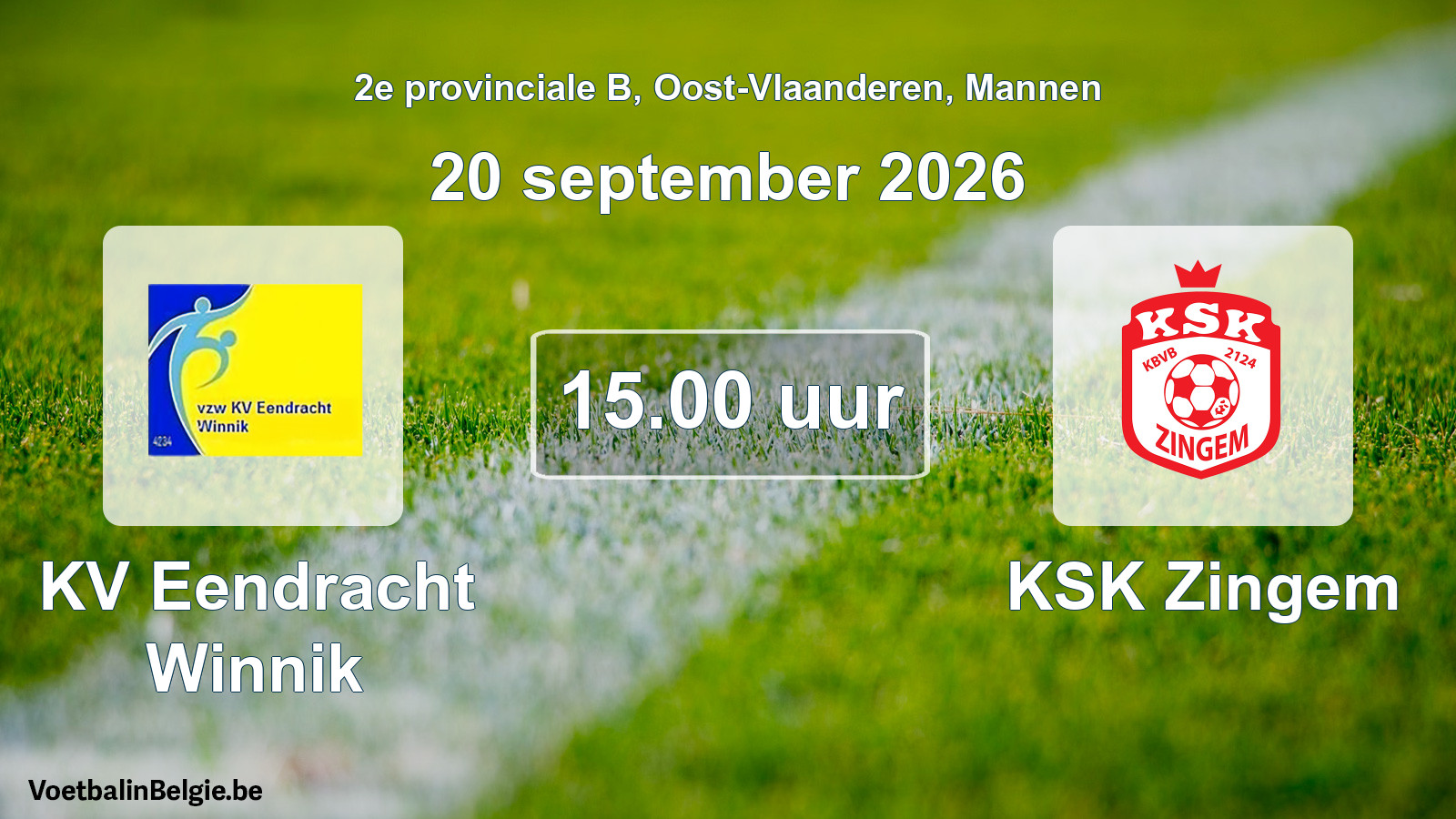 Geplande wedstrijd mannenvoetbal: KV Eendracht Winnik - KSK Zingem (20 september 2026)