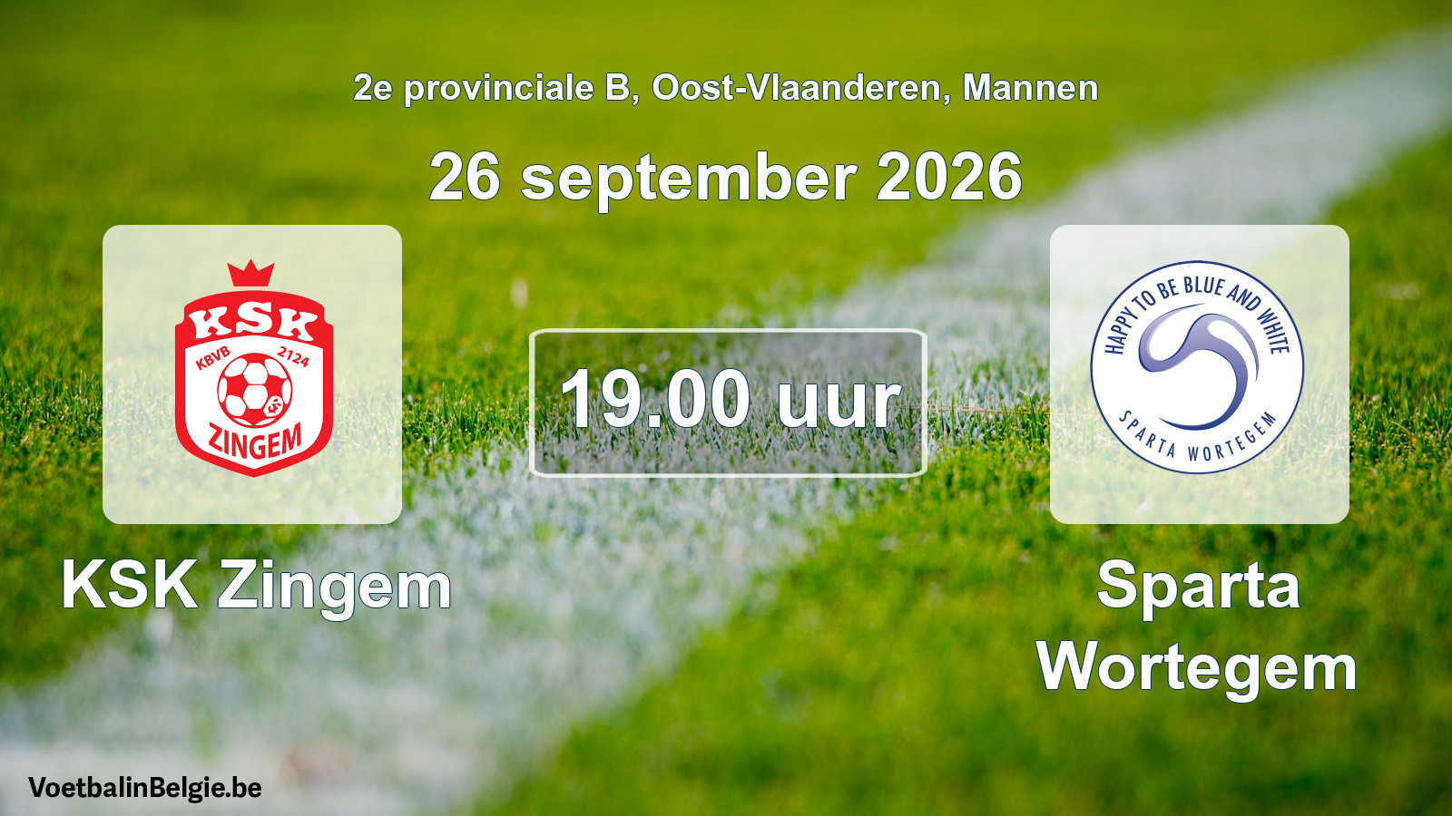 Geplande wedstrijd mannenvoetbal: KSK Zingem - Sparta Wortegem (26 september 2026)