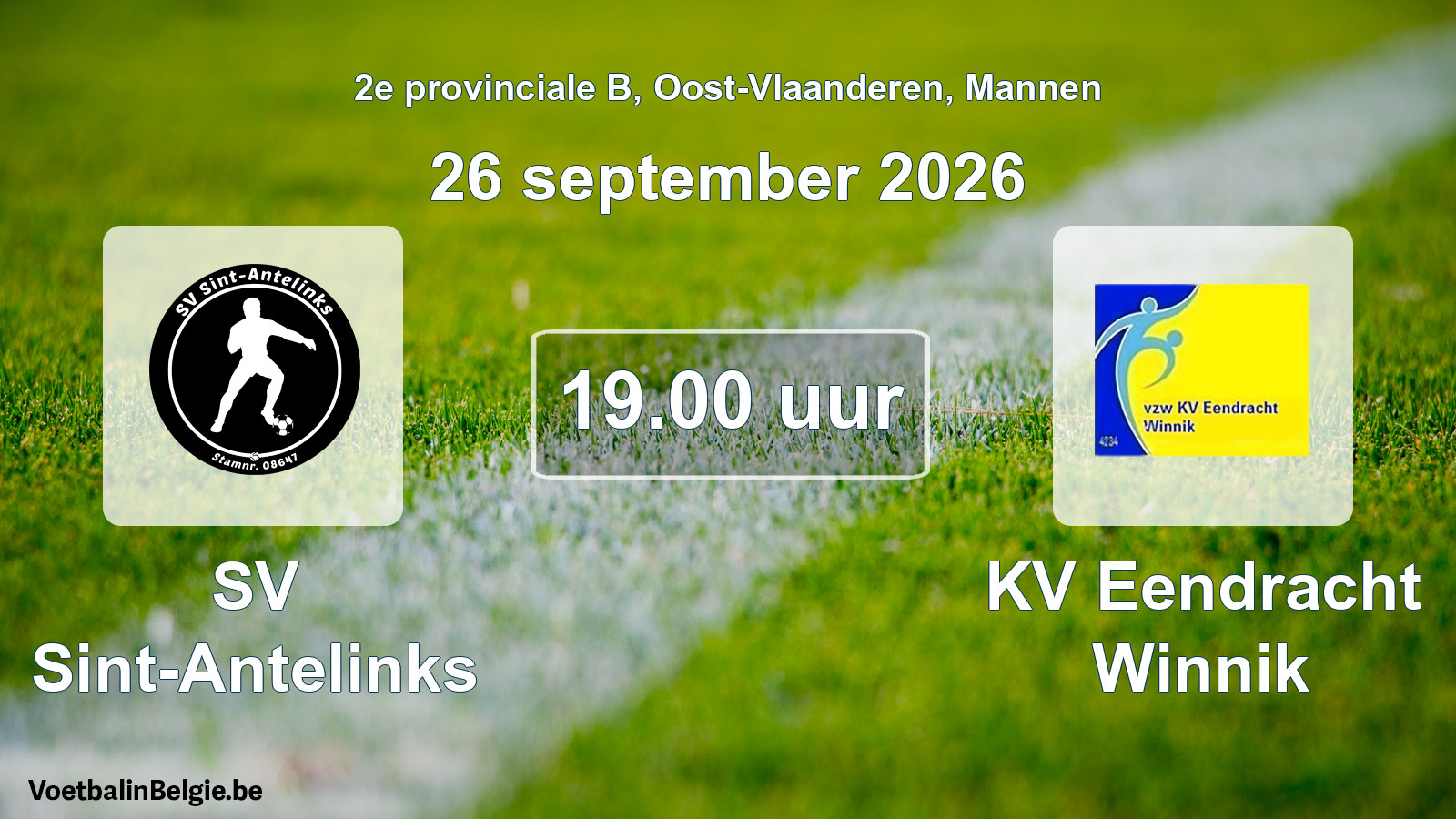 Geplande wedstrijd mannenvoetbal: SV Sint-Antelinks - KV Eendracht Winnik (26 september 2026)