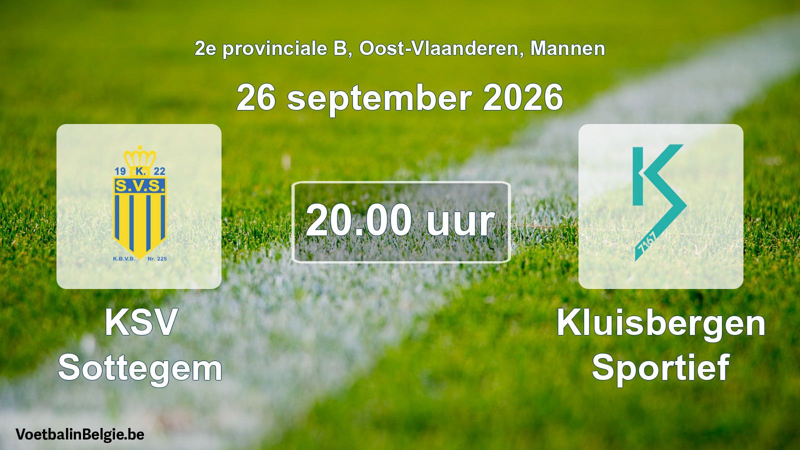 Geplande wedstrijd mannenvoetbal: KSV Sottegem - Kluisbergen Sportief (26 september 2026)