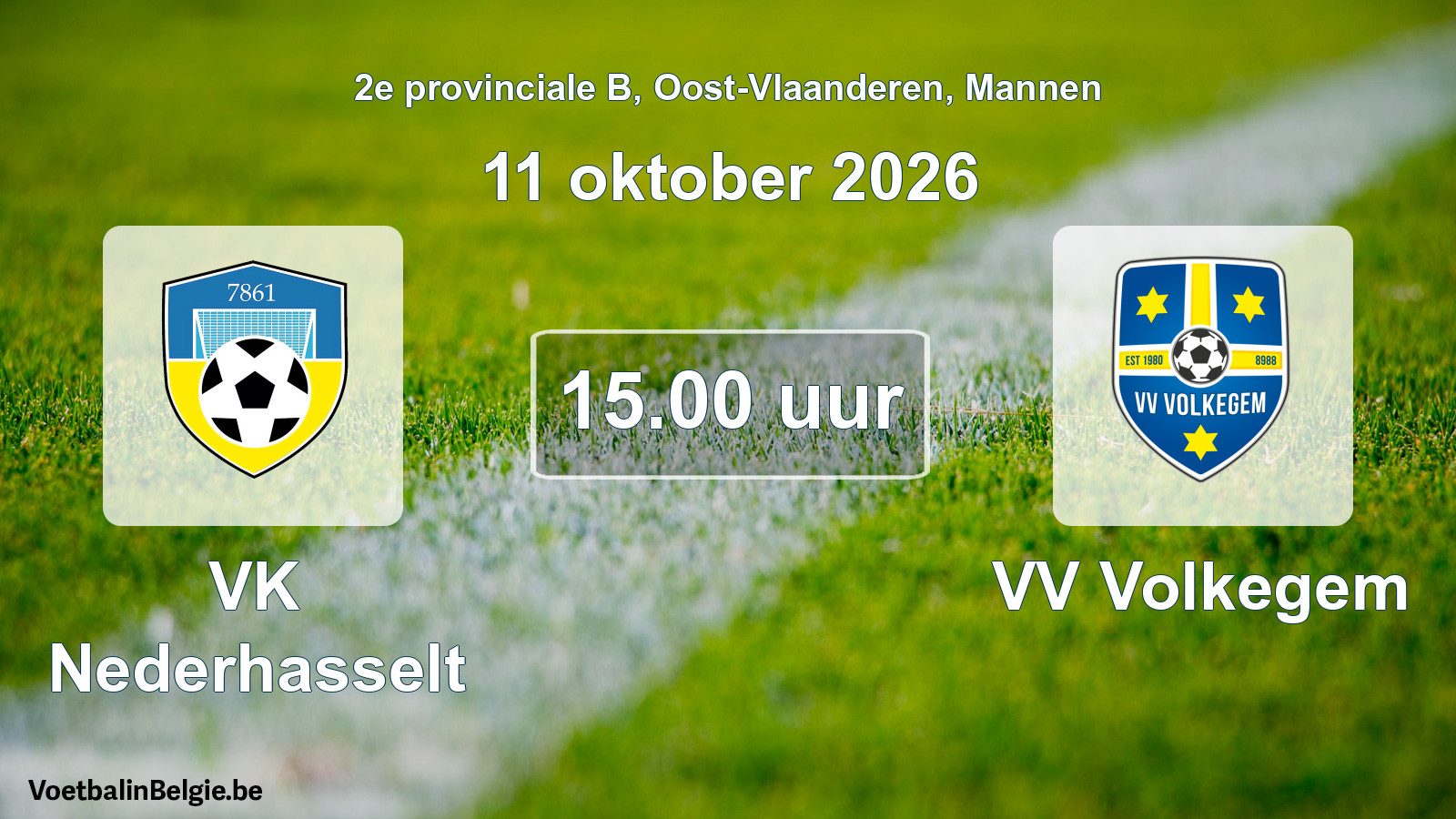 Geplande wedstrijd mannenvoetbal: VK Nederhasselt - VV Volkegem (11 oktober 2026)