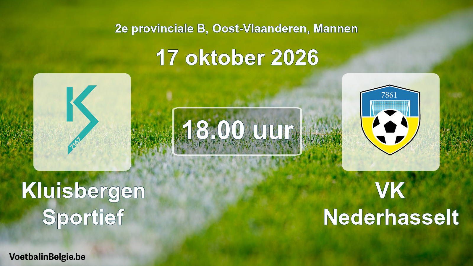 Geplande wedstrijd mannenvoetbal: Kluisbergen Sportief - VK Nederhasselt (17 oktober 2026)