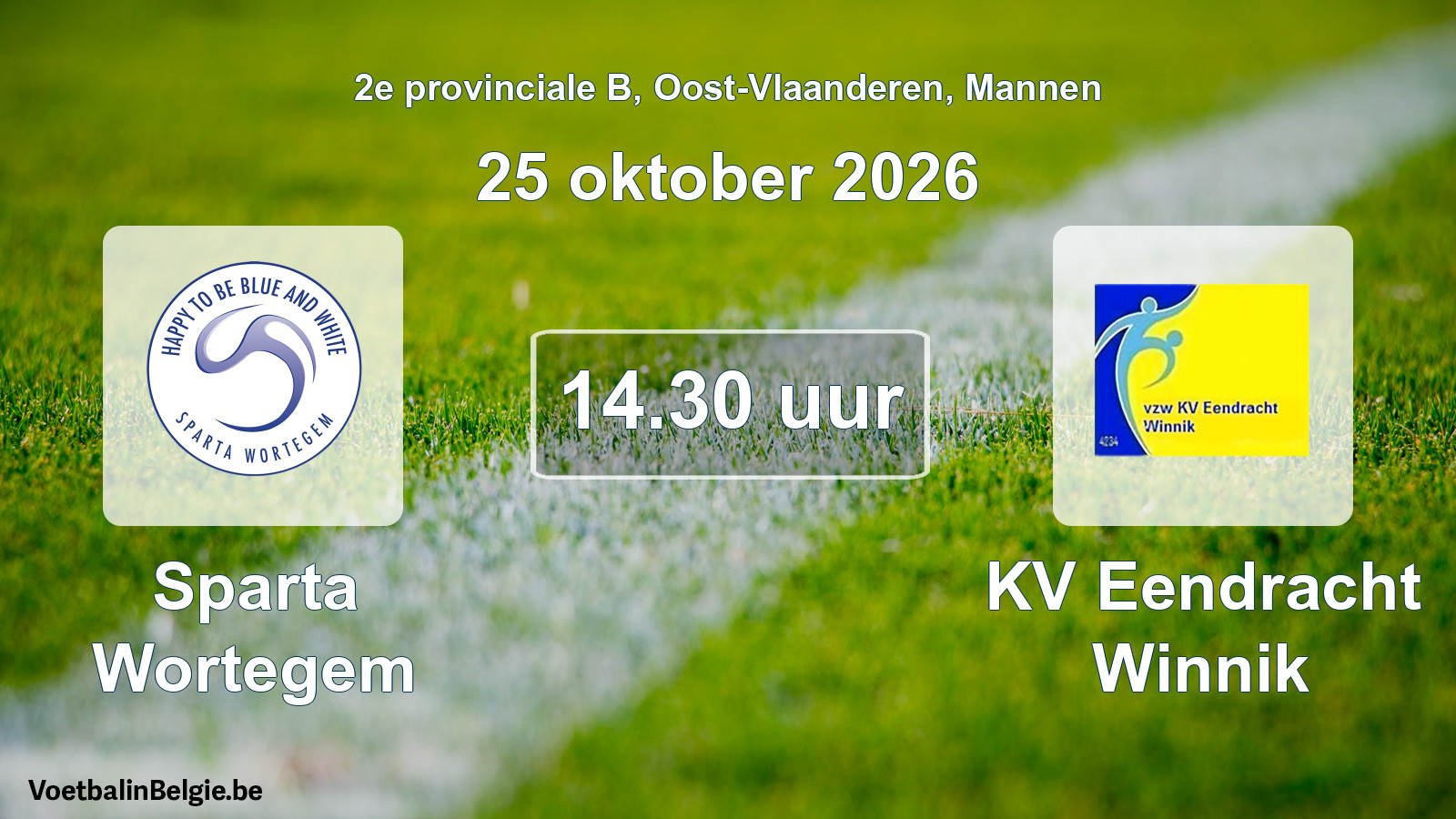 Geplande wedstrijd mannenvoetbal: Sparta Wortegem - KV Eendracht Winnik (25 oktober 2026)