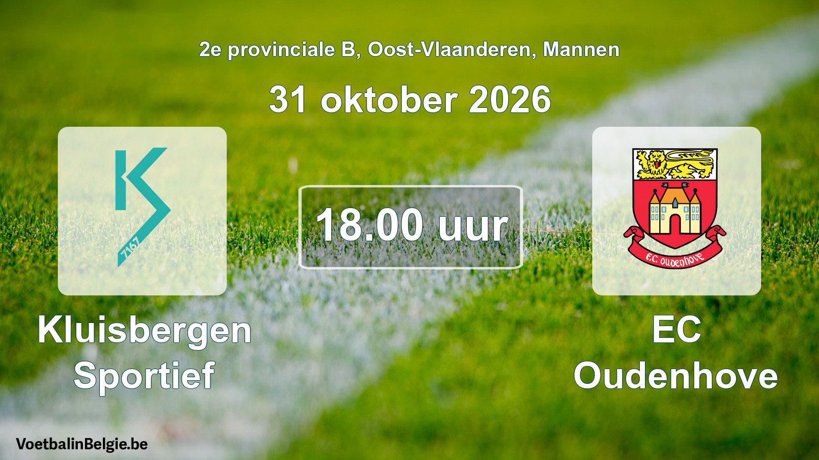 Geplande wedstrijd mannenvoetbal: Kluisbergen Sportief - EC Oudenhove (31 oktober 2026)