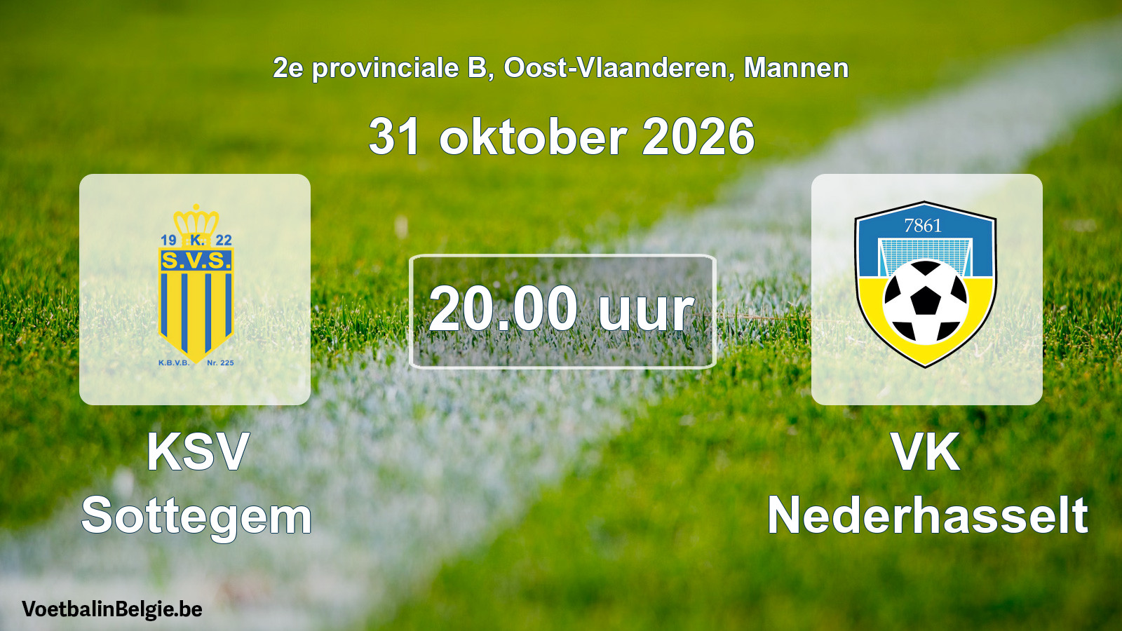 Geplande wedstrijd mannenvoetbal: KSV Sottegem - VK Nederhasselt (31 oktober 2026)