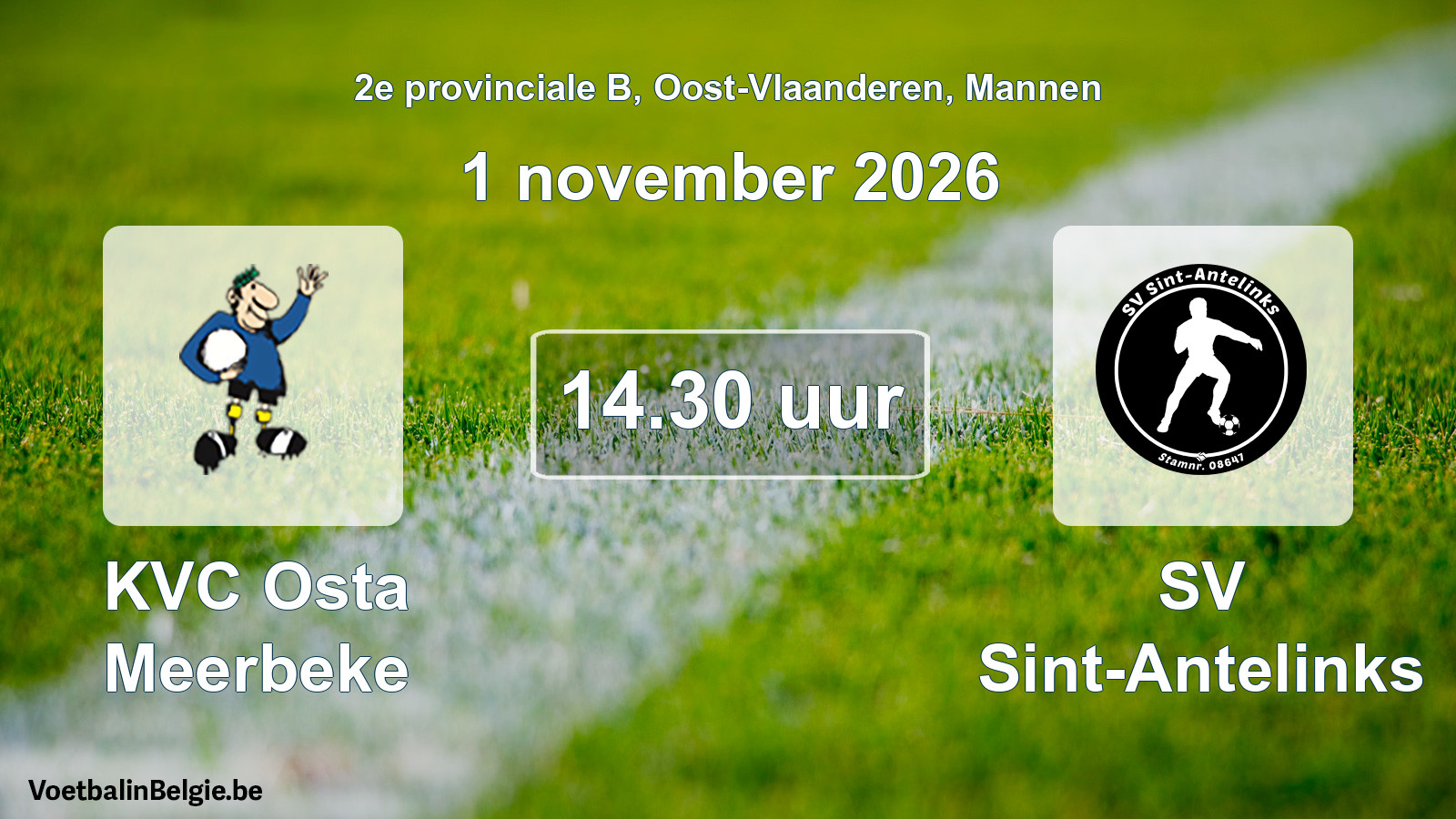 Geplande wedstrijd mannenvoetbal: KVC Osta Meerbeke - SV Sint-Antelinks (1 november 2026)