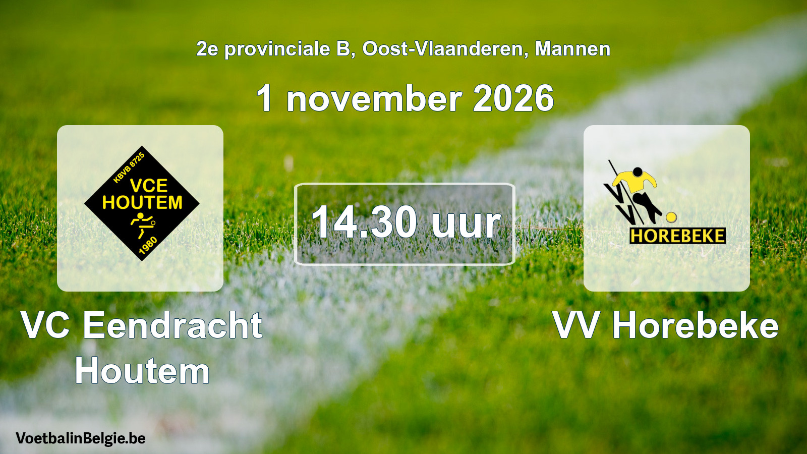 Geplande wedstrijd mannenvoetbal: VC Eendracht Houtem - VV Horebeke (1 november 2026)