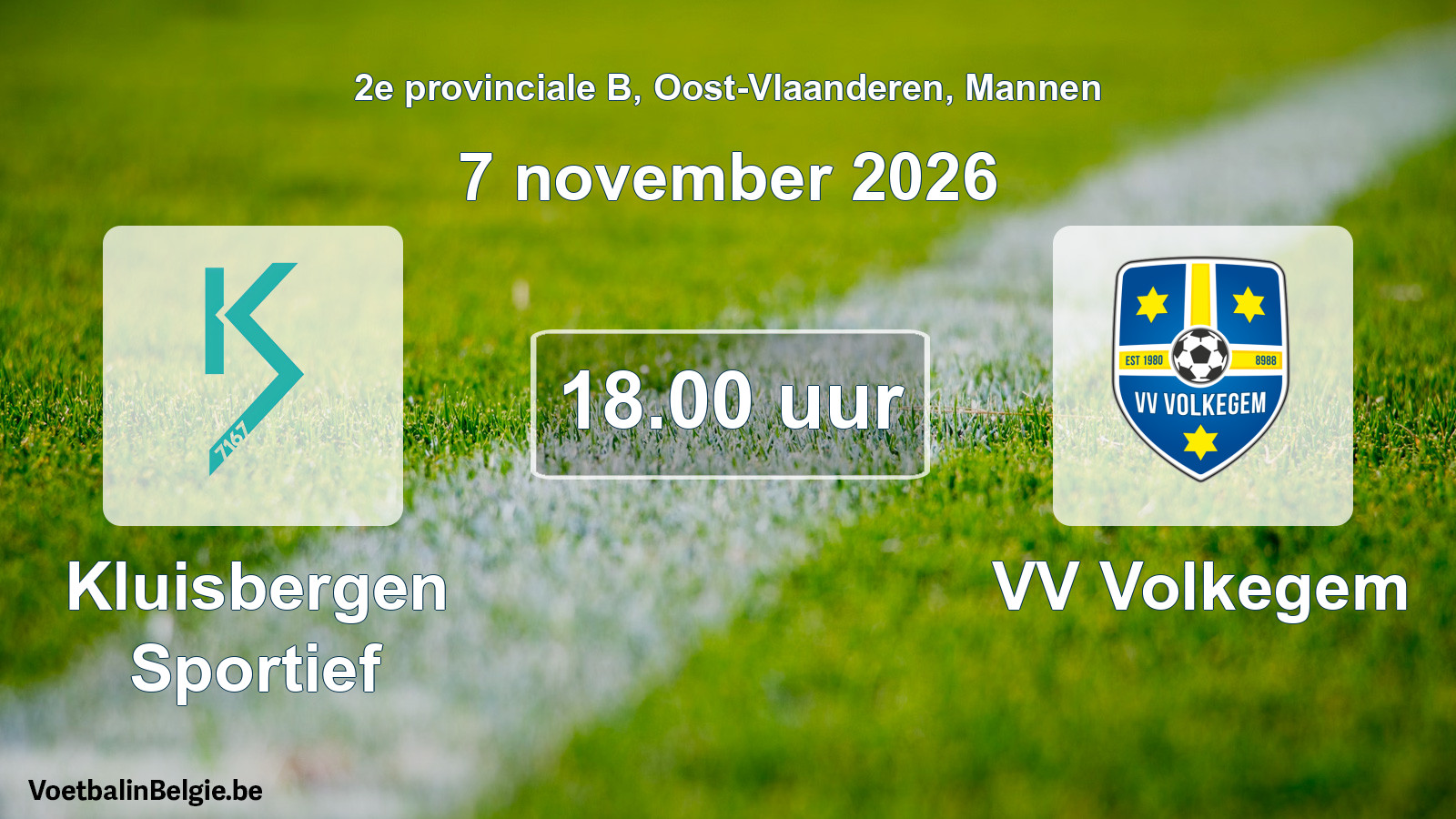 Match prévu football hommes: Kluisbergen Sportief - VV Volkegem (7 novembre 2026)