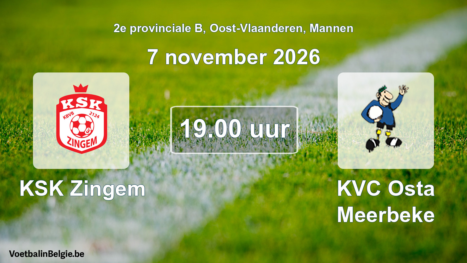 Geplande wedstrijd mannenvoetbal: KSK Zingem - KVC Osta Meerbeke (7 november 2026)