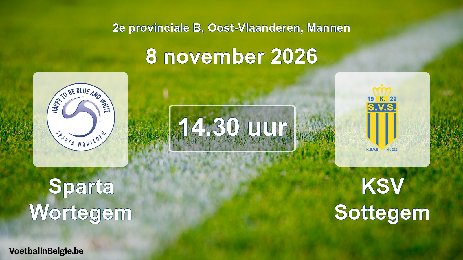 Match prévu football hommes: Sparta Wortegem - KSV Sottegem (8 novembre 2026)