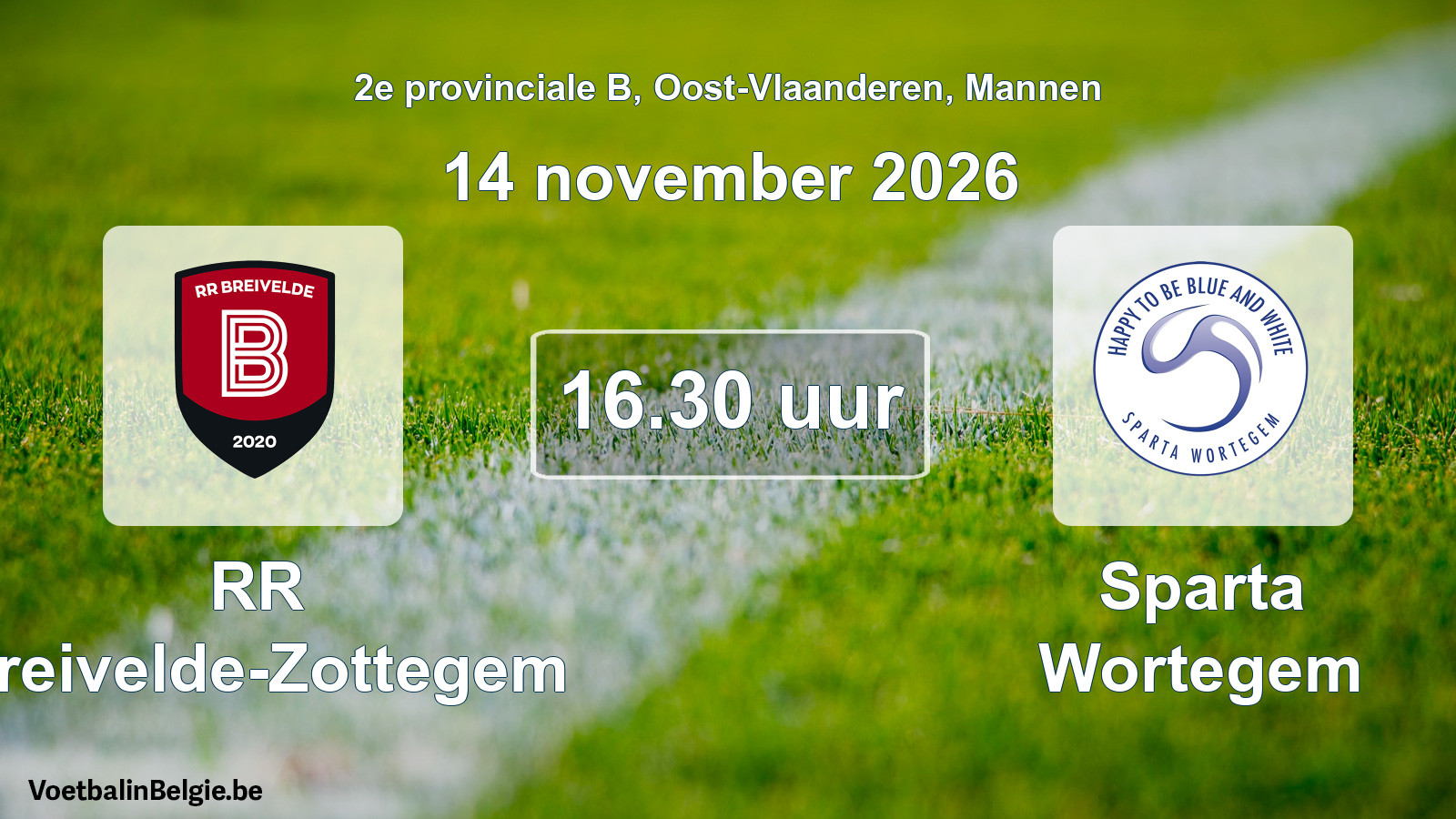 Geplande wedstrijd mannenvoetbal: RR Breivelde-Zottegem - Sparta Wortegem (14 november 2026)