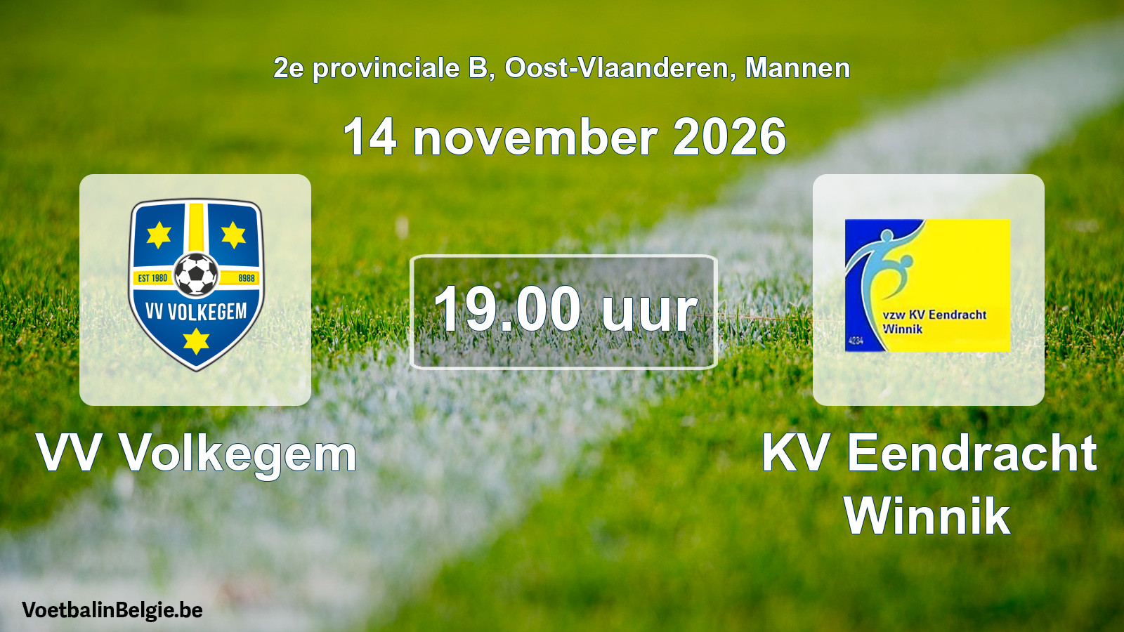 Geplande wedstrijd mannenvoetbal: VV Volkegem - KV Eendracht Winnik (14 november 2026)