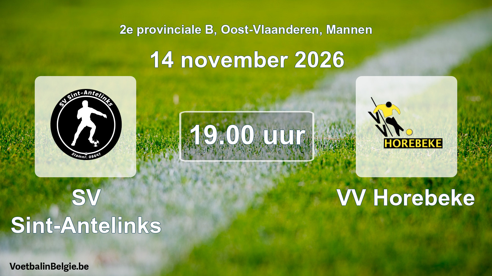 Geplande wedstrijd mannenvoetbal: SV Sint-Antelinks - VV Horebeke (14 november 2026)