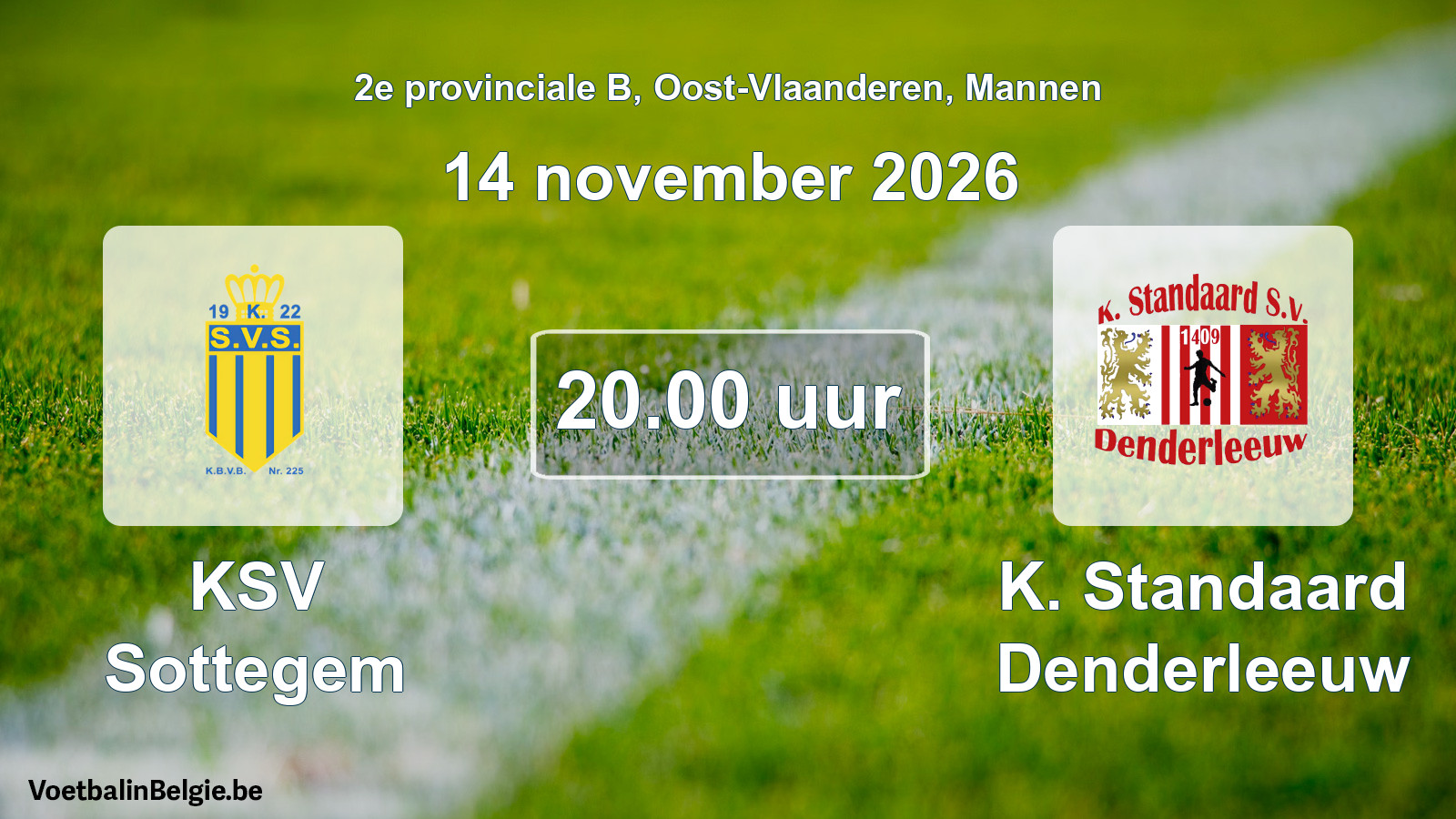 Geplande wedstrijd mannenvoetbal: KSV Sottegem - K. Standaard Denderleeuw (14 november 2026)