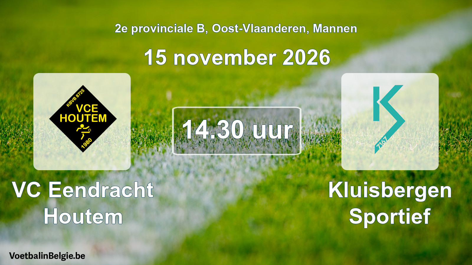 Geplande wedstrijd mannenvoetbal: VC Eendracht Houtem - Kluisbergen Sportief (15 november 2026)