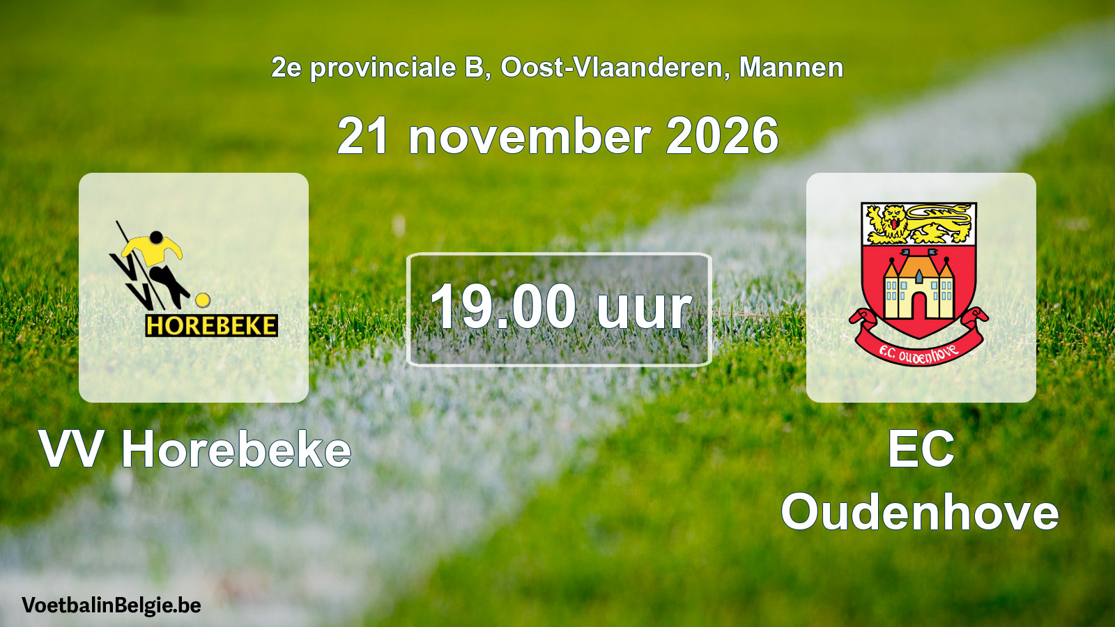 Geplande wedstrijd mannenvoetbal: VV Horebeke - EC Oudenhove (21 november 2026)