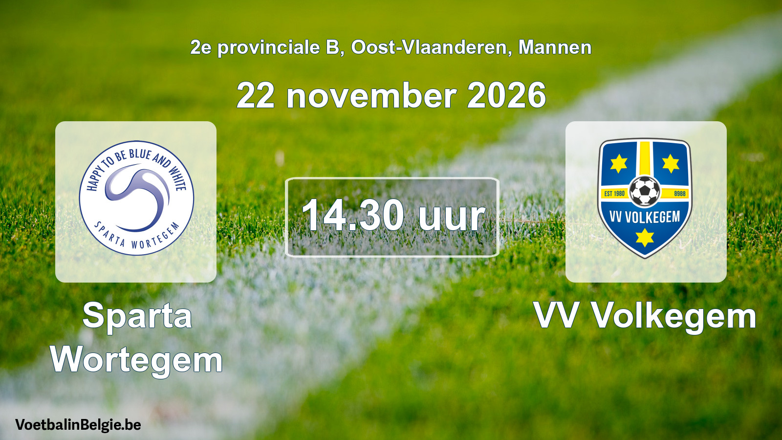 Geplande wedstrijd mannenvoetbal: Sparta Wortegem - VV Volkegem (22 november 2026)