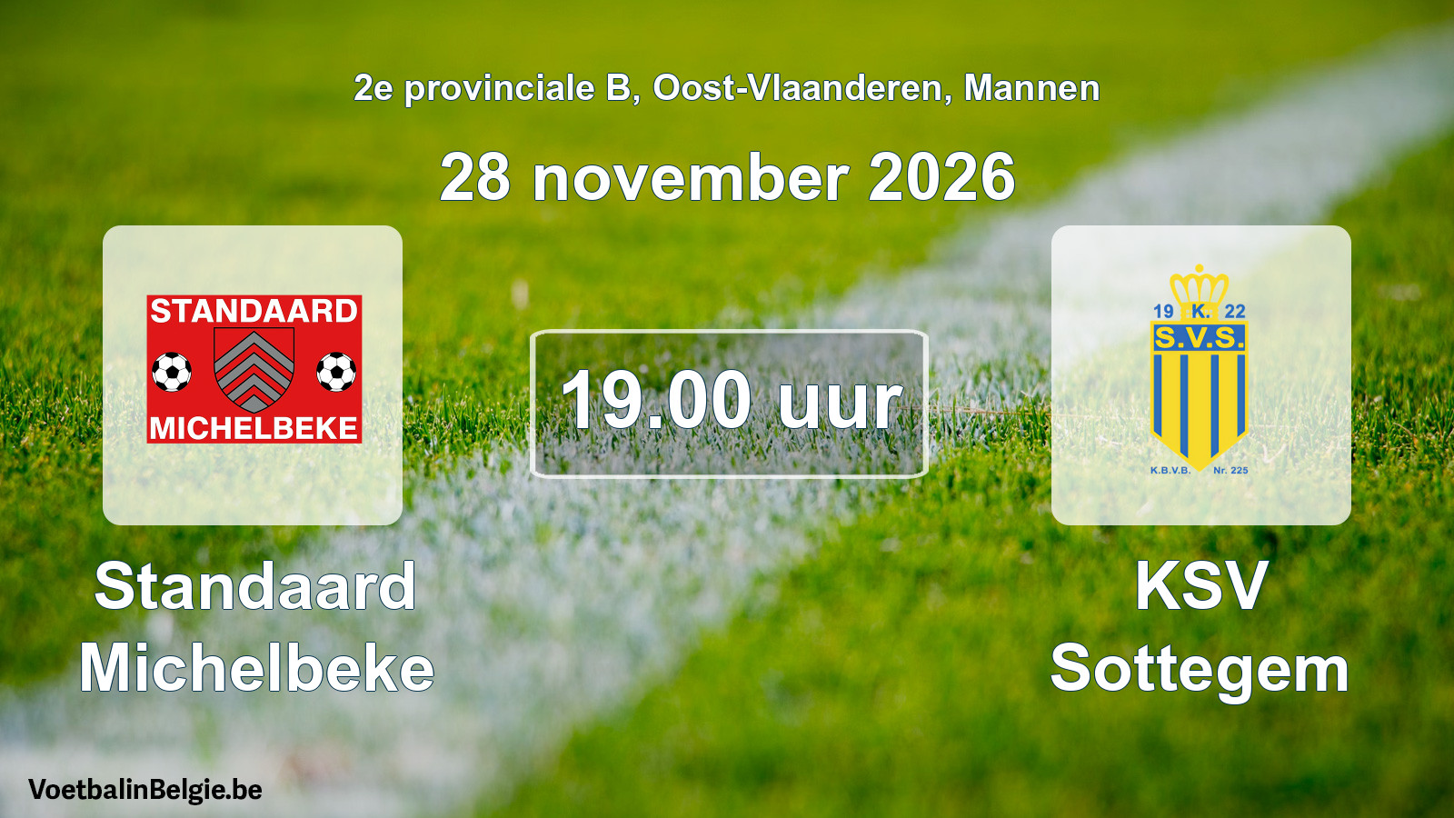 Geplande wedstrijd mannenvoetbal: Standaard Michelbeke - KSV Sottegem (28 november 2026)