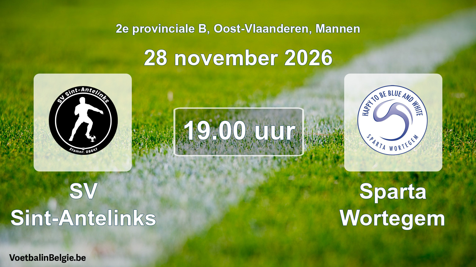 Geplantes Spiel männer-Fußball: SV Sint-Antelinks - Sparta Wortegem (28 November 2026)