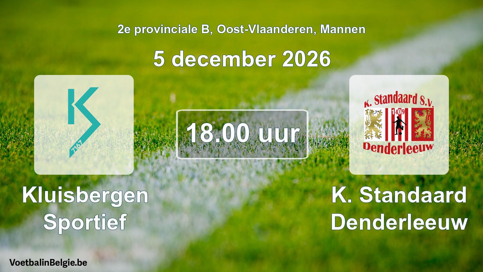 Geplande wedstrijd mannenvoetbal: Kluisbergen Sportief - K. Standaard Denderleeuw (5 december 2026)
