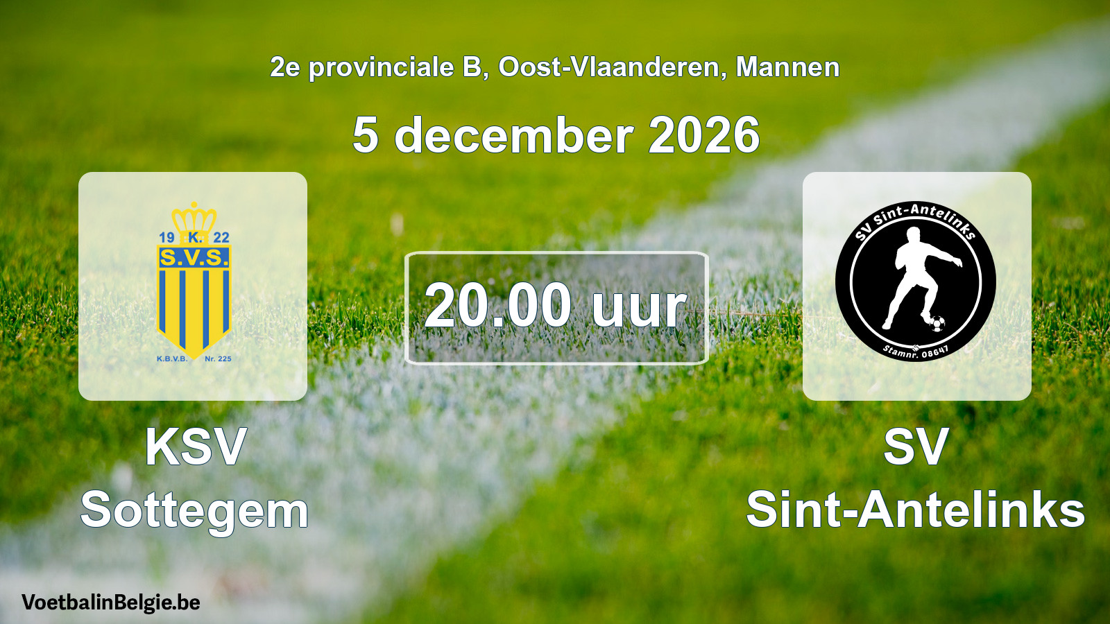 Geplande wedstrijd mannenvoetbal: KSV Sottegem - SV Sint-Antelinks (5 december 2026)