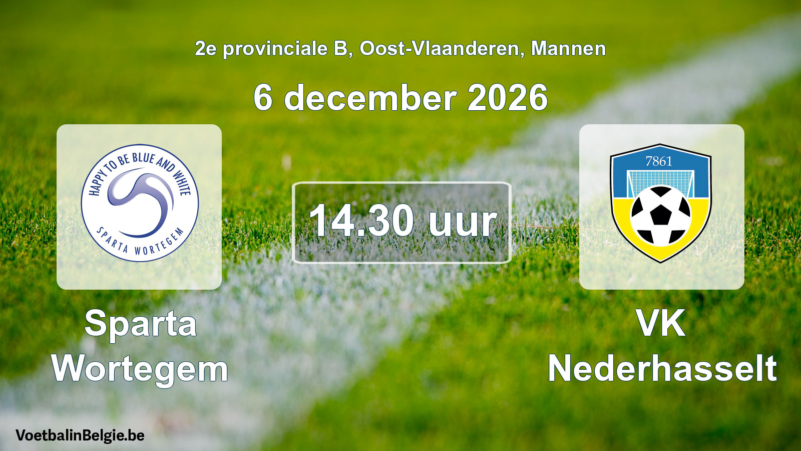 Geplande wedstrijd mannenvoetbal: Sparta Wortegem - VK Nederhasselt (6 december 2026)