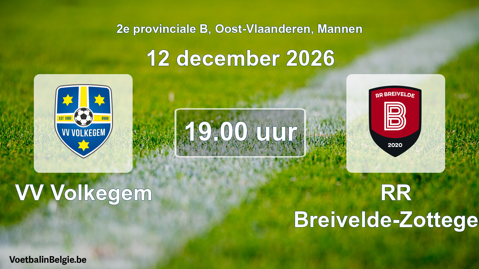 Geplande wedstrijd mannenvoetbal: VV Volkegem - RR Breivelde-Zottegem (12 december 2026)