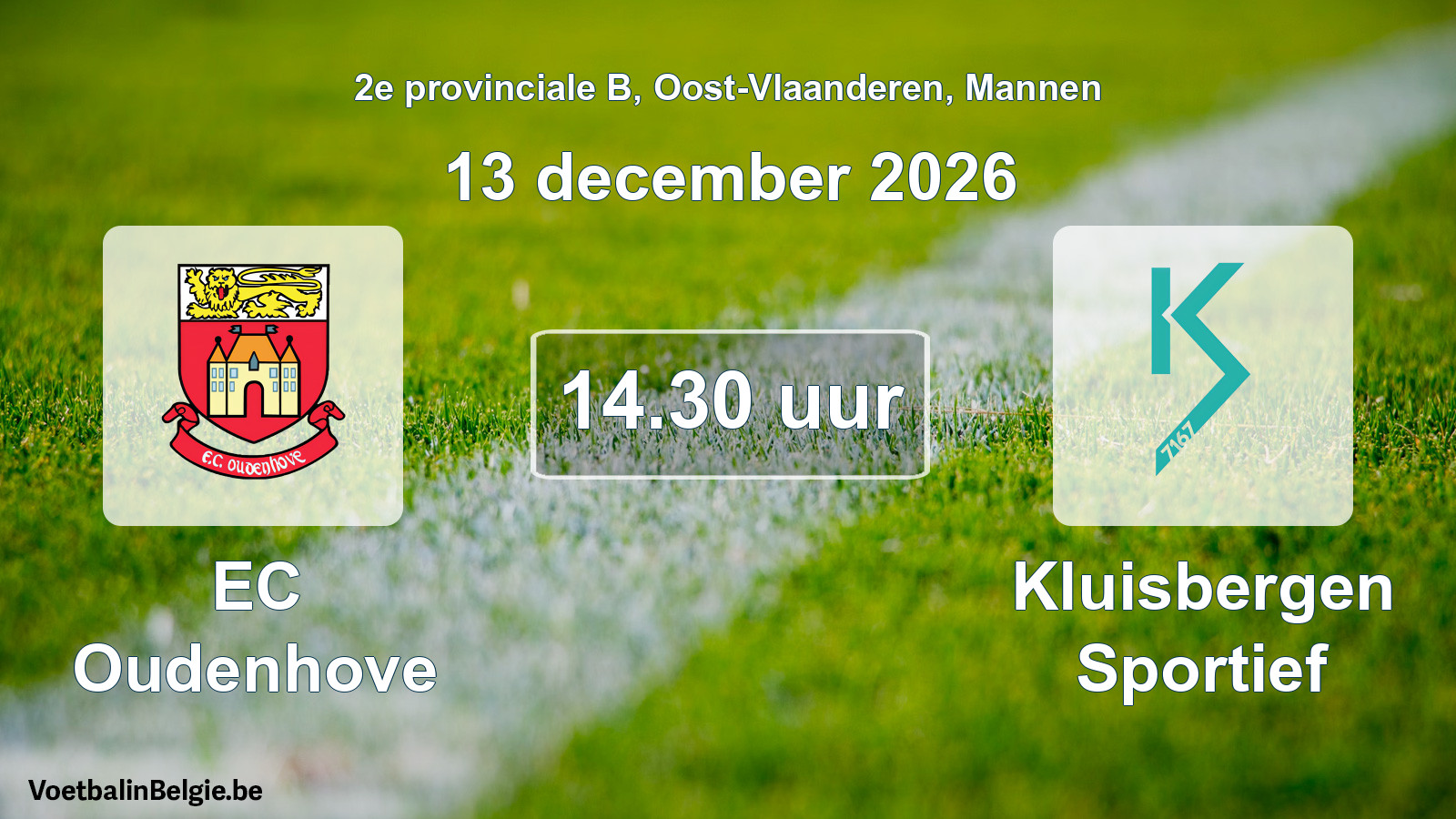 Geplande wedstrijd mannenvoetbal: EC Oudenhove - Kluisbergen Sportief (13 december 2026)