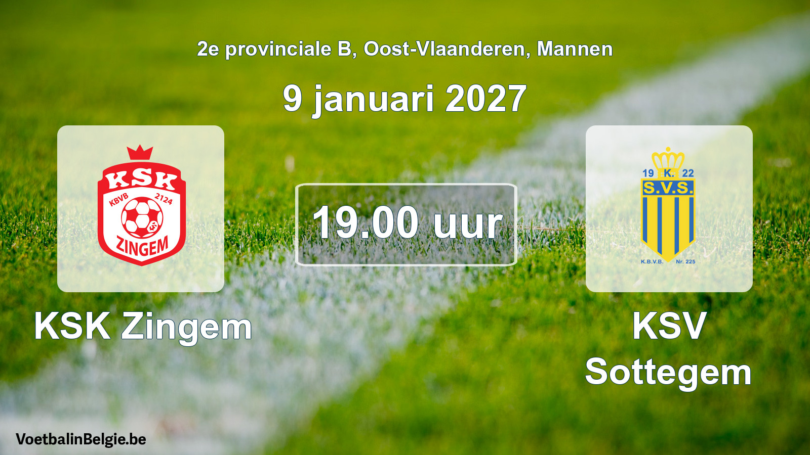 Geplande wedstrijd mannenvoetbal: KSK Zingem - KSV Sottegem (9 januari 2027)
